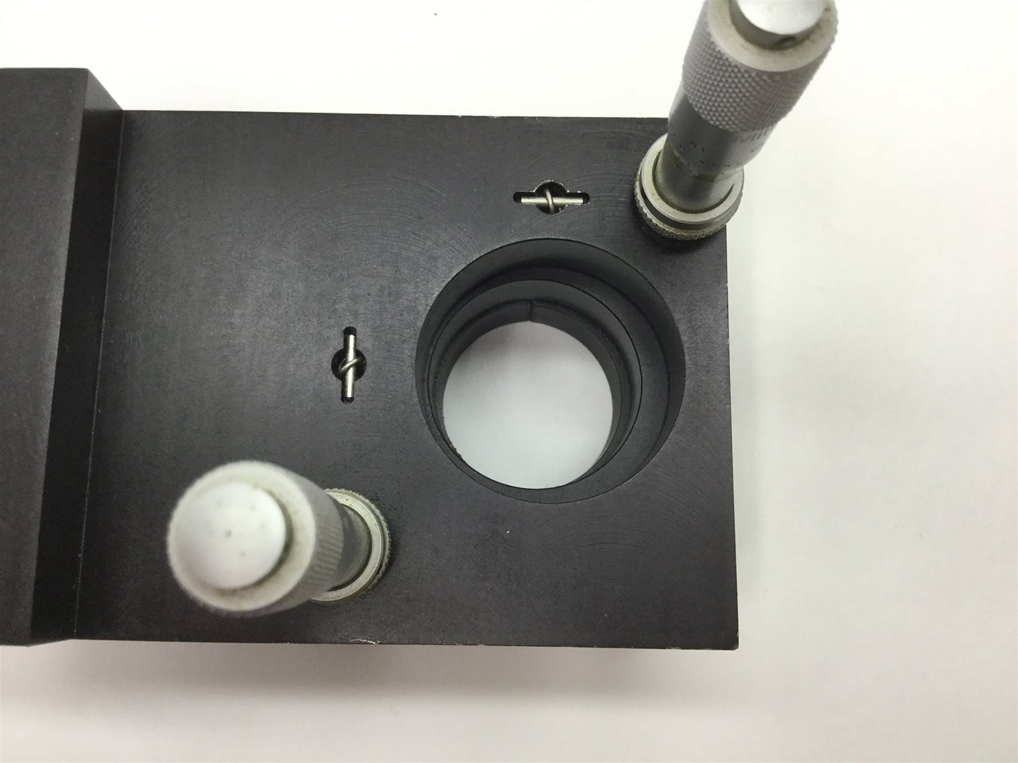 Used Adjustable Laser Turning Mirror Holder, With 2x Mitutoyo 0.5" Micrometers
