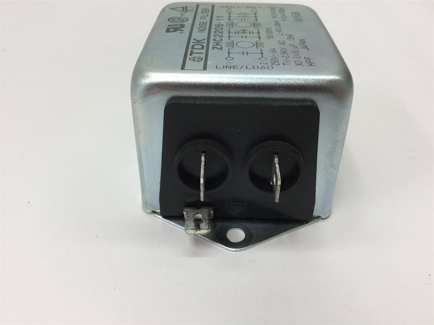 Used TDK ZHC2206-11 Noise Filter, Rating: 250VAC 6A 50/60Hz, High Pot: 2.5kVAC