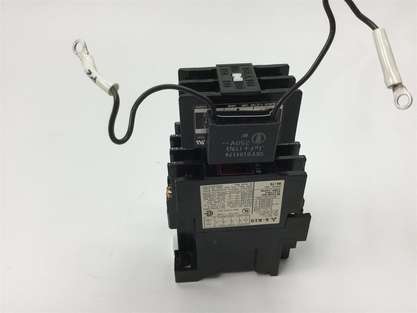 Used Mitsubishi S-K10 Contactor, 3-Pole with N/O Aux, with UA-AX2 Auxiliary Block