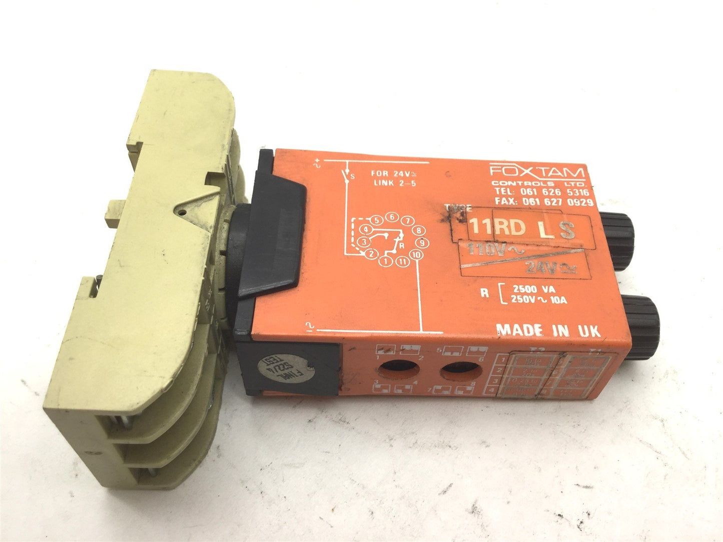 Used Foxtam 11RD LS Time Delay On Relay, Coil: 24VAC, Contacts: 110VAC, 1-100S