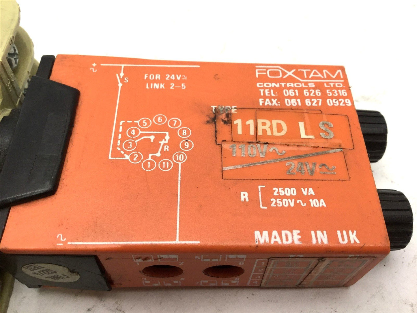Used Foxtam 11RD LS Time Delay On Relay, Coil: 24VAC, Contacts: 110VAC, 1-100S