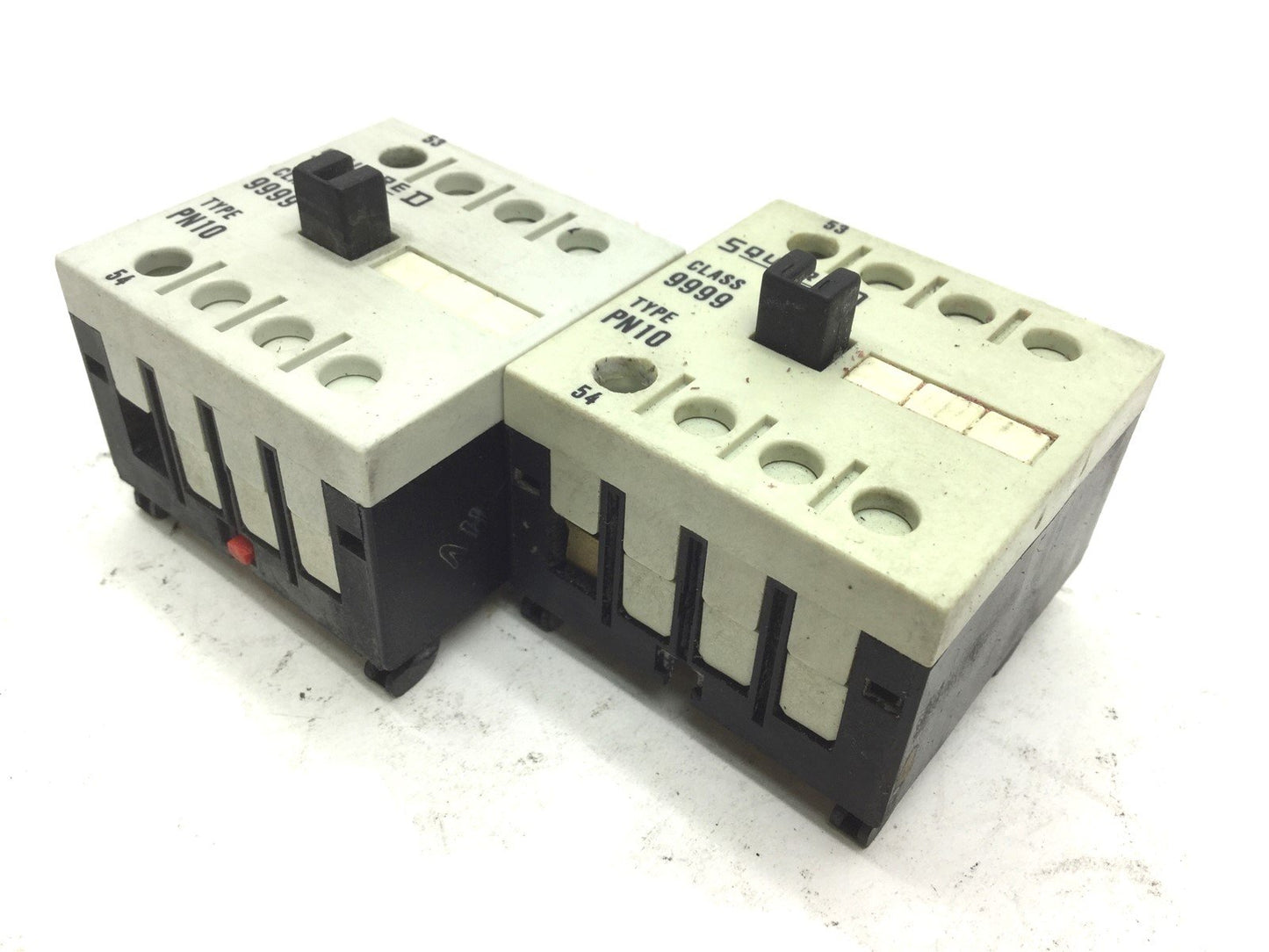 Used Lot of 2 Square D Class 9999 PN10 Auxiliary Contact Voltage 600VAC, Amperage 12A