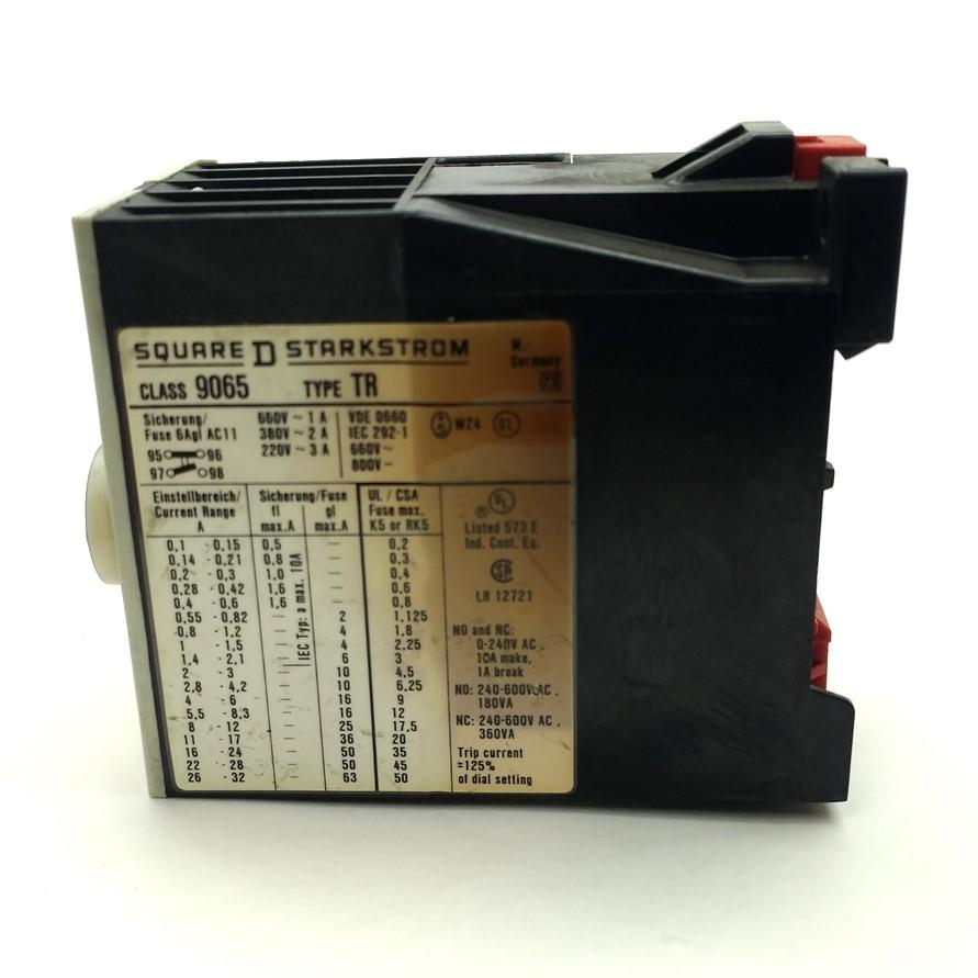 Used Square D 9065 TR1.4 Overload Relay, 1.4-2.1A, 3-Pole, NO/NC, 600VAC/300VDC