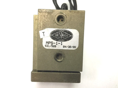 Used Destaco MPS-1-1 Mini Roller Bearing Dual-V Rail Thruster Air Slide, 0.5" Stroke