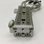 Used SMC MXQ8-40 Pneumatic Slide Table, Stroke: 40mm, Bore: 8mm, W/ 2x D-M9P Sensors