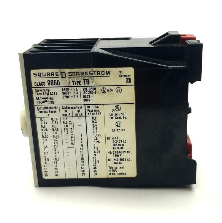 Used Square D 9065 TR0.4 Overload Relay, 0.4-0.6A, 3-Pole, NO/NC, 600VAC/300VDC