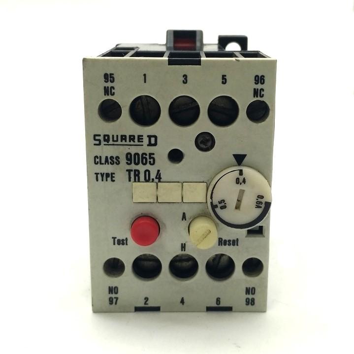 Used Square D 9065 TR0.4 Overload Relay, 0.4-0.6A, 3-Pole, NO/NC, 600VAC/300VDC