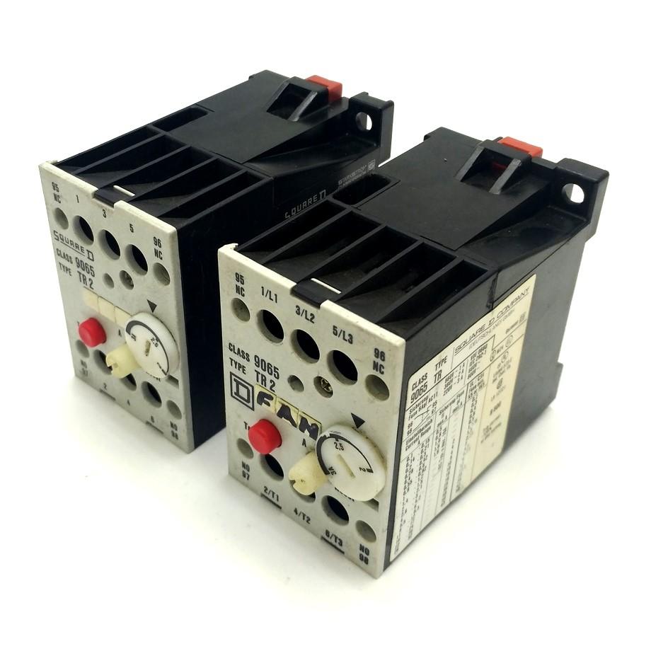 Used Lot of 2 Square D 9065 TR2 Overload Relay 2-3A 3-Pole NO/NC 600VAC/300VDC