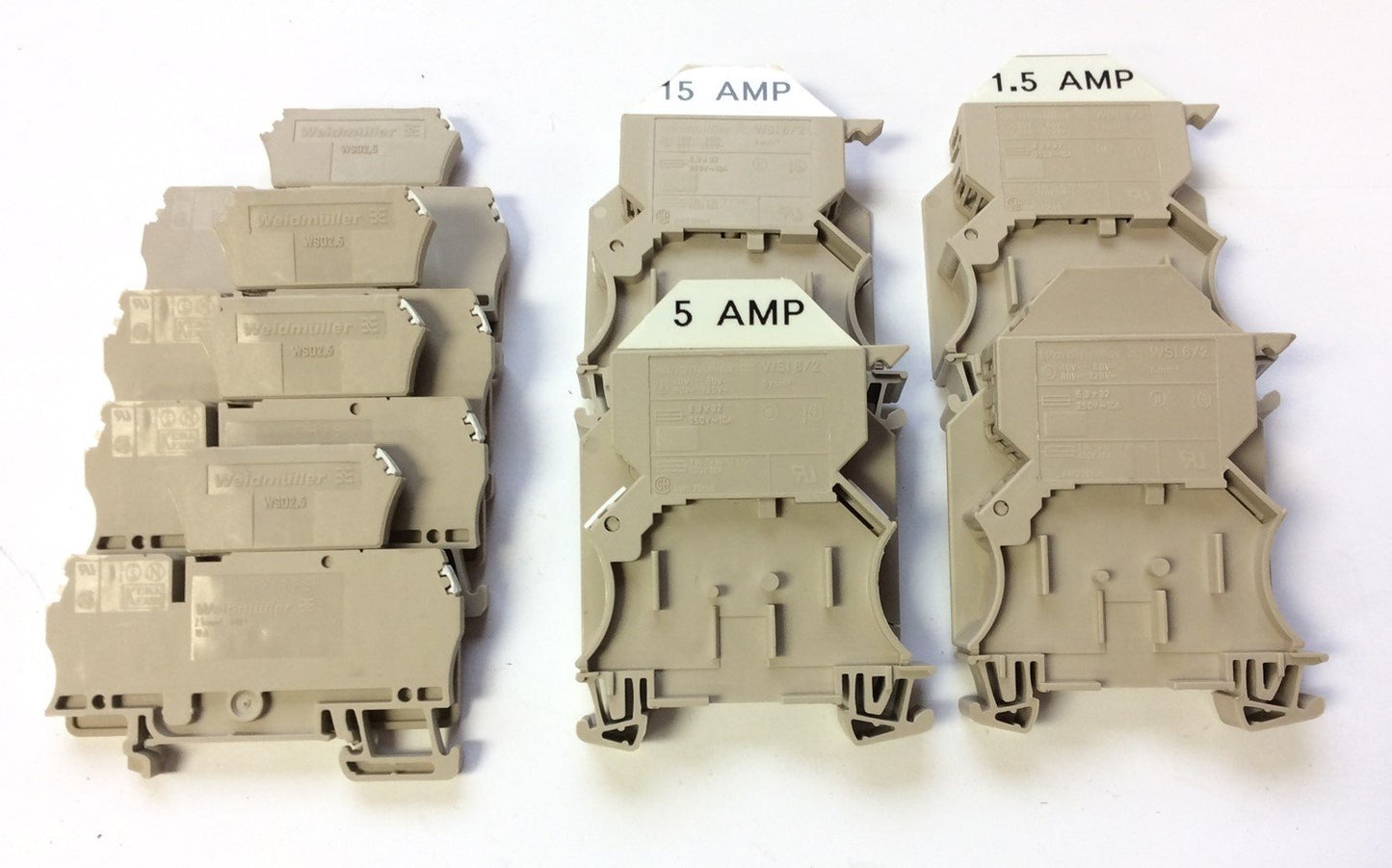 Used Lot of Weidmuller 4x WSI6/2 Fuse Terminal, 4x ZTR 2.5 Disconnect w/ WSD2,5 Plug
