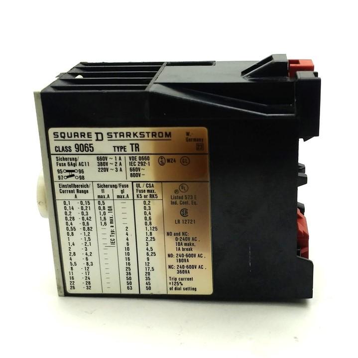 Used Square D 9065 TR0.55 Overload Relay, 0.55-0.82A , 3-Pole, NO/NC, 600VAC/300VDC