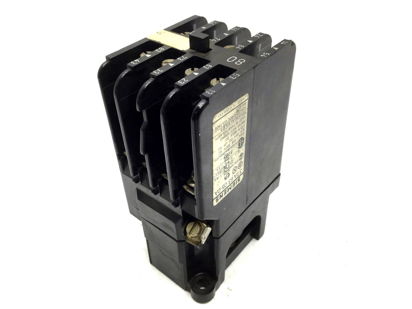 Used Siemens 3-TA-63-05-0A Relay, Coil: 24VAC 50/60Hz, Contacts: 600V Max, 10A
