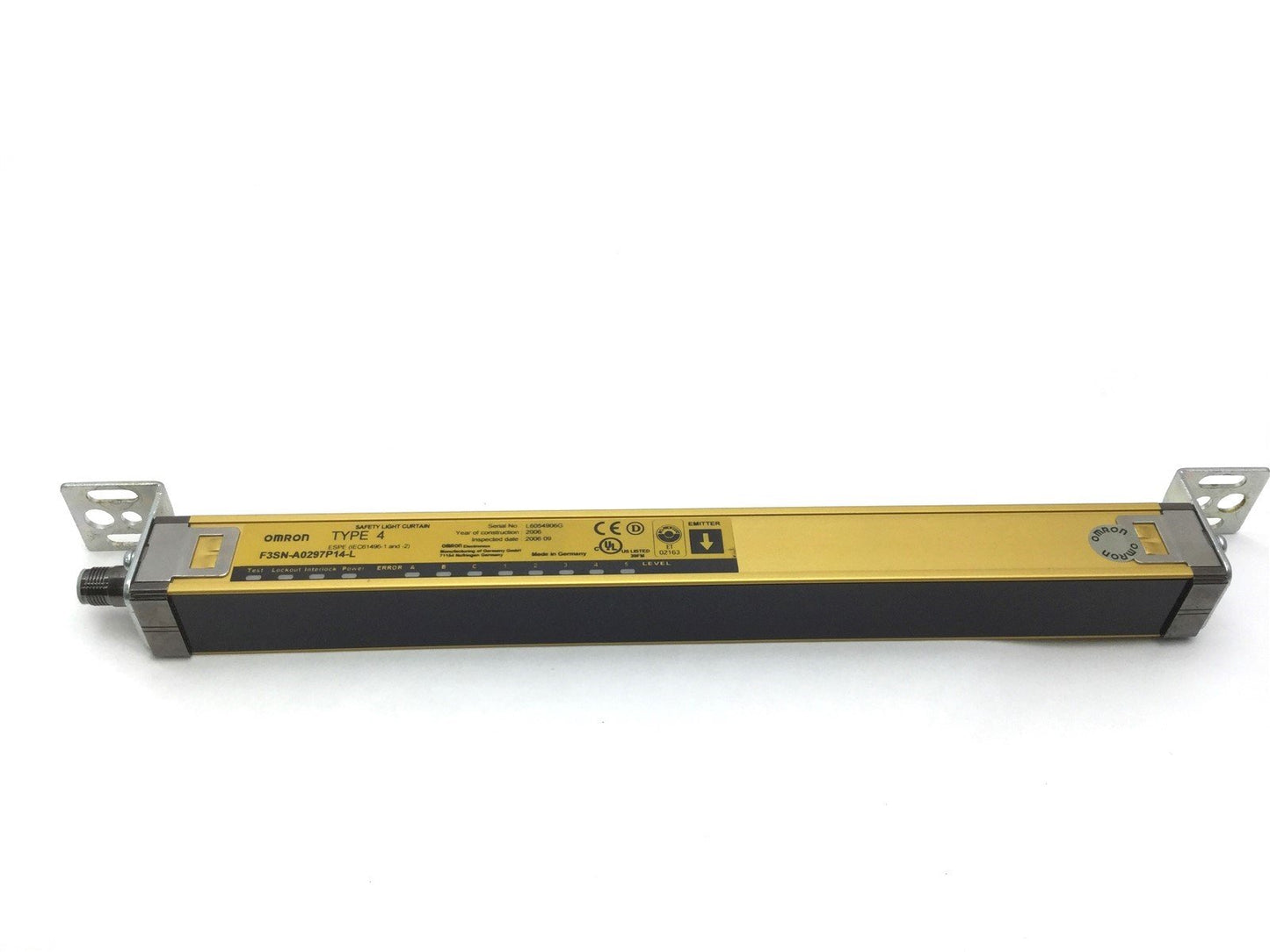 Used Omron F3SN-A0297P14 Safety Light Curtain Emitter & Receiver 24VDC IP65 L: 297mm