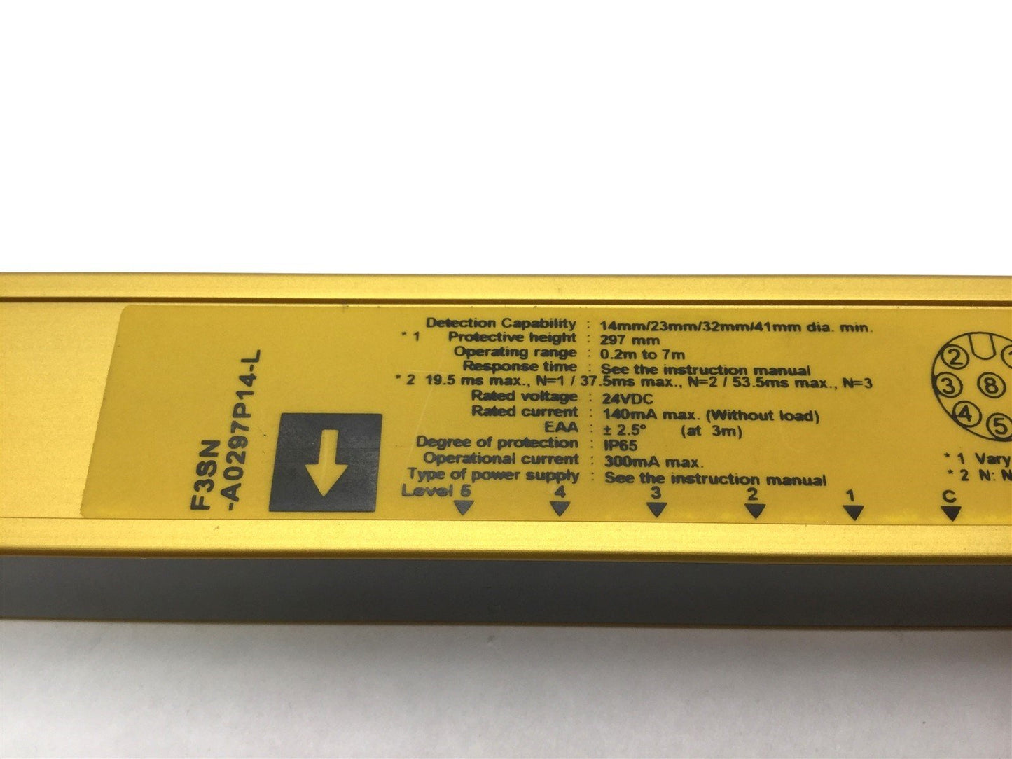 Used Omron F3SN-A0297P14 Safety Light Curtain Emitter & Receiver 24VDC IP65 L: 297mm