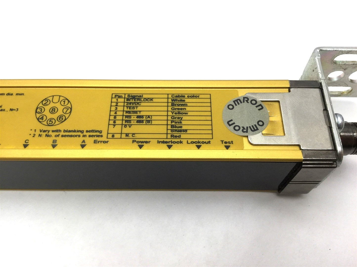 Used Omron F3SN-A0297P14 Safety Light Curtain Emitter & Receiver 24VDC IP65 L: 297mm