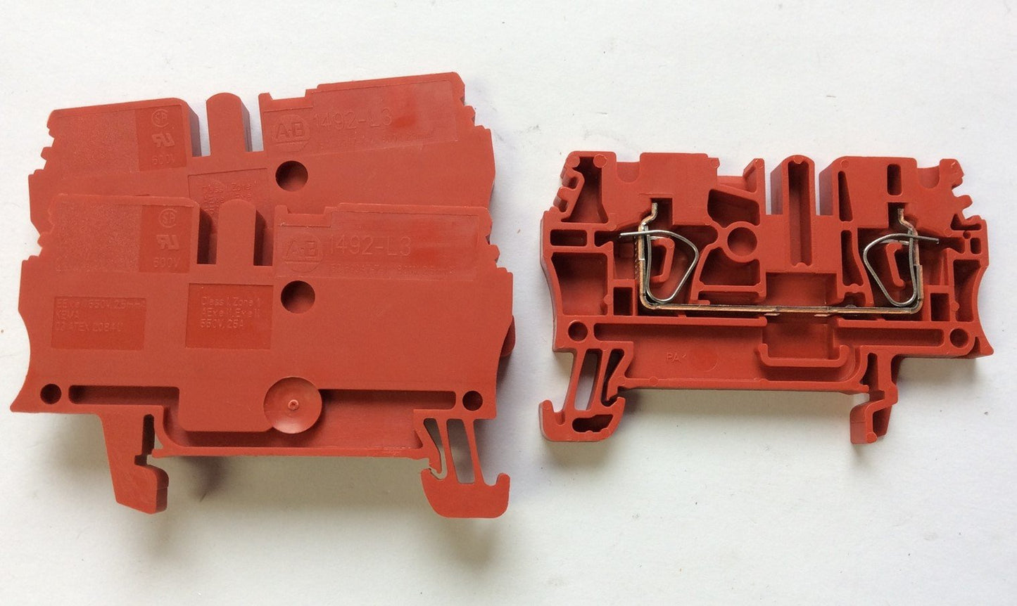 Used Lot of 43 Allen Bradley 1492-L3 Spring Clamp Terminal Blocks 600V 25A 30-12 AWG