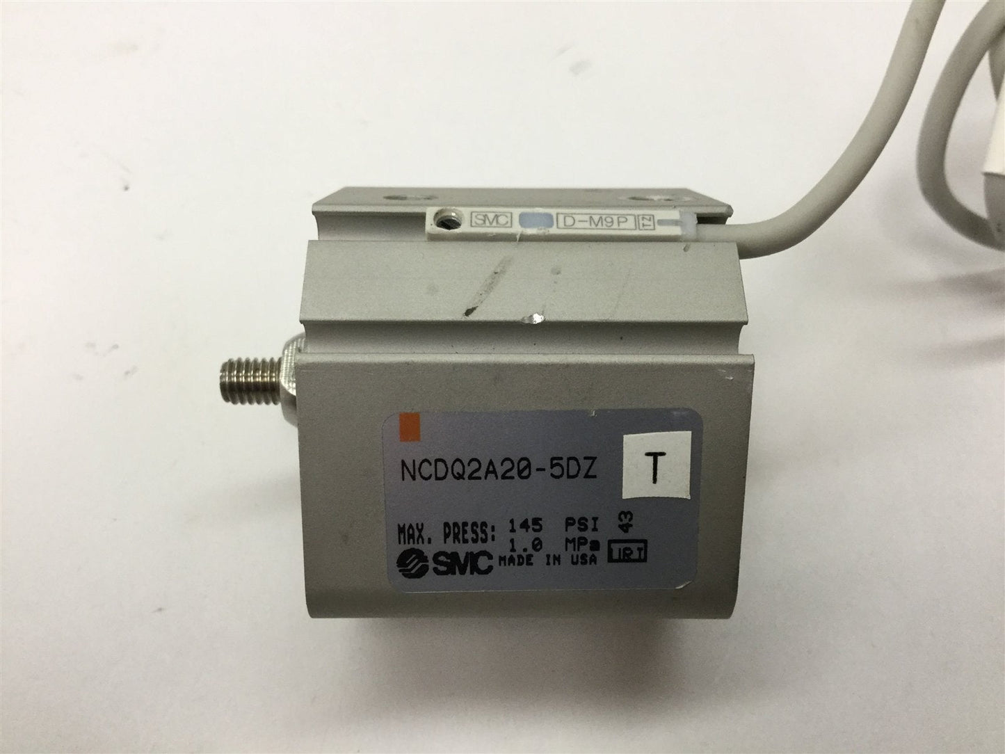 Used SMC NCDQ2A20-5DZ Compact Cylinder, Stroke: 5mm, Bore: 20mm, With D-M9P Sensor