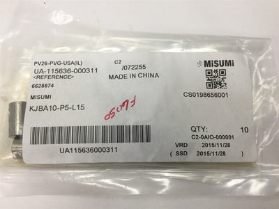 New – Open box Lot of 9 Misumi KJBA10-P5-L15 Bushings for Inspection Jigs, Straight Hole Type