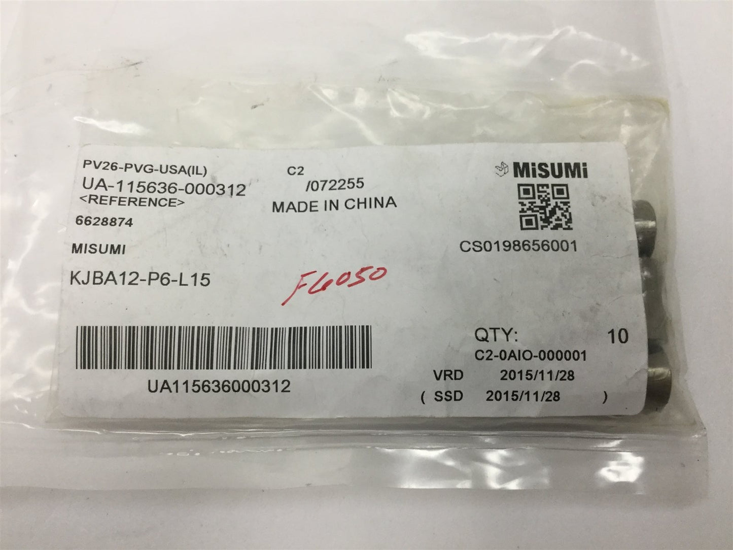 New – Open box Lot of 9 Misumi KJBA12-P6-L15 Bushings for Inspection Jigs, Straight Hole Type