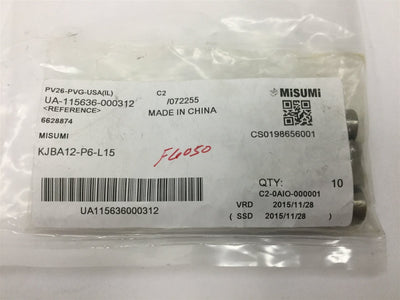New – Open box Lot of 9 Misumi KJBA12-P6-L15 Bushings for Inspection Jigs, Straight Hole Type