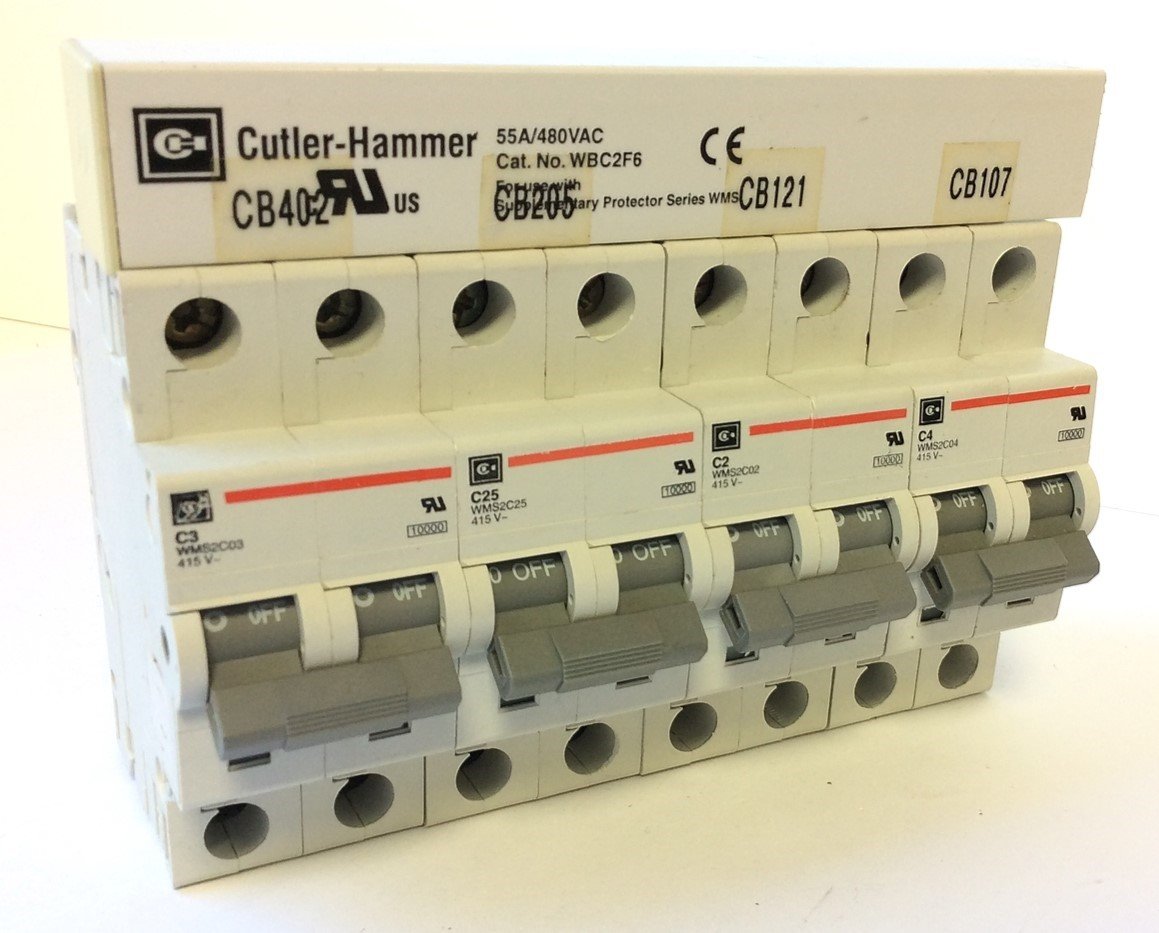 Used Lot of Cutler Hammer WMS2C 2-Pole Circuit Breakers 2A 3A 4A 25A 480VAC DIN Mount