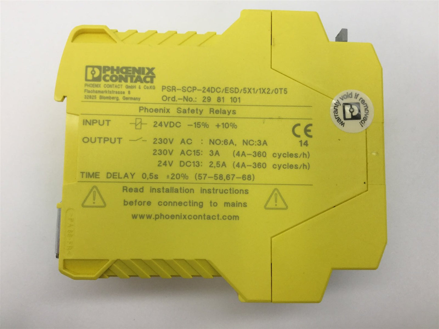 Used Phoenix Contact PSR-SCP-24DC/ESD/5X1/1X2/0T5 Safety Relay Module 24VDC Coil