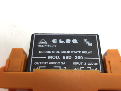 Used Weidmuller 88D-360 Solid State Relay, Output: 60VDC 3A, Input: 3-32VDC