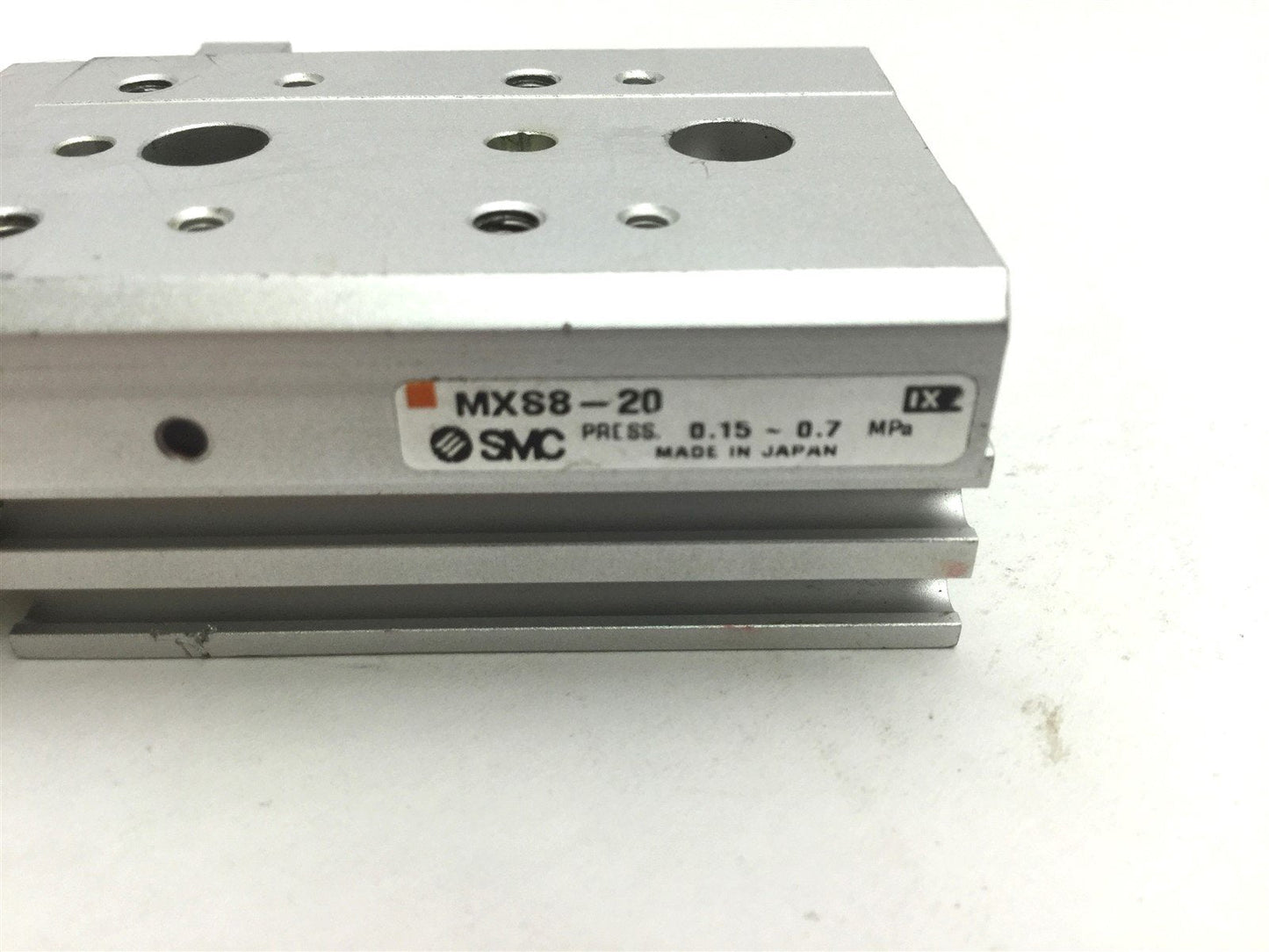 Used SMC MXQ8-20AS Guided Cylinder Slide Table, Pressure: 0.15~0.7MPa, Stroke: 20mm
