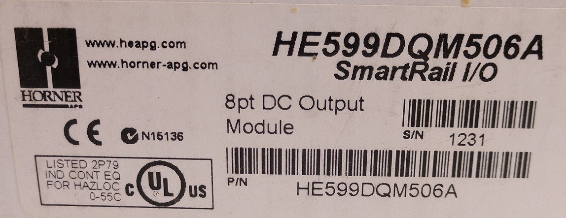 New Horner HE599DQM506A SmartRail I/O 8pt DC Output Module Output Range 12/24VDC