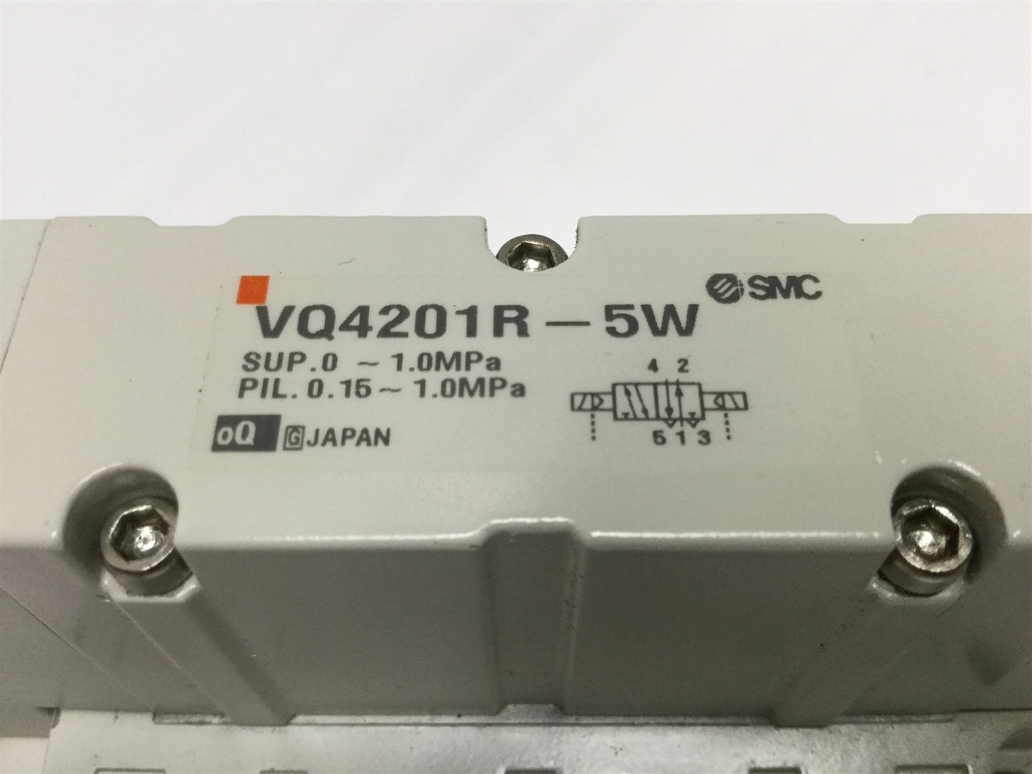 Used SMC VQ4201R-5W Solenoid Valve, 5-Port, 2-Position Double, 24VDC w/Sub Plate