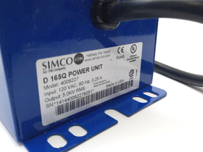 New Simco D 165Q Power Unit For Static Control Device 120VAC 60Hz 0.25A 5.0KV RMS