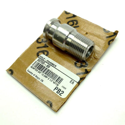 New Cole-Parmer 30700-69 Sanitary Adapter 3/4" Clamp to 1/2"NPT Male Stainless Steel