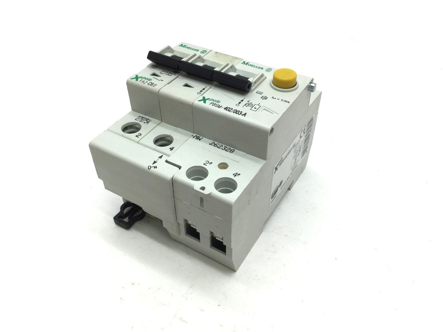 Used Moeller PBSM-402/003-A Switch With FAZ-C6/2 Circuit Breaker 6A 277/480VAC