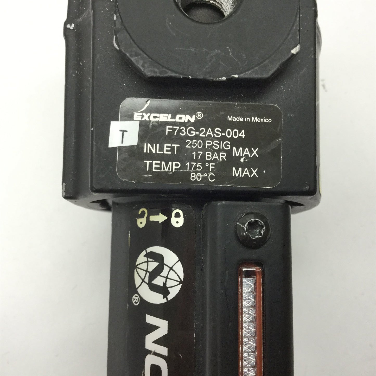 Used Norgren Excelon F73G-2AS-004 Pneumatic Filter, Inlet Pressure: 250psi Max