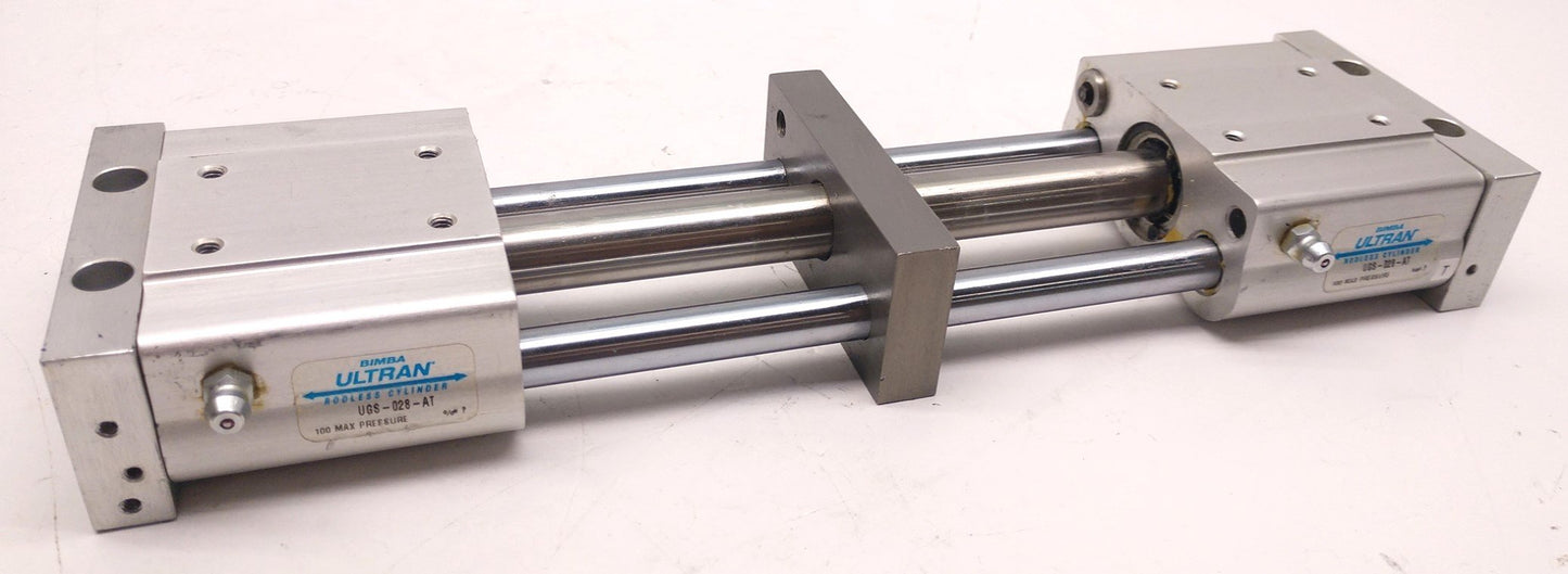 Used Bimba Ultran UGS-028-AT Rodless Cylinder, Stroke Adjustment (Both Ends)