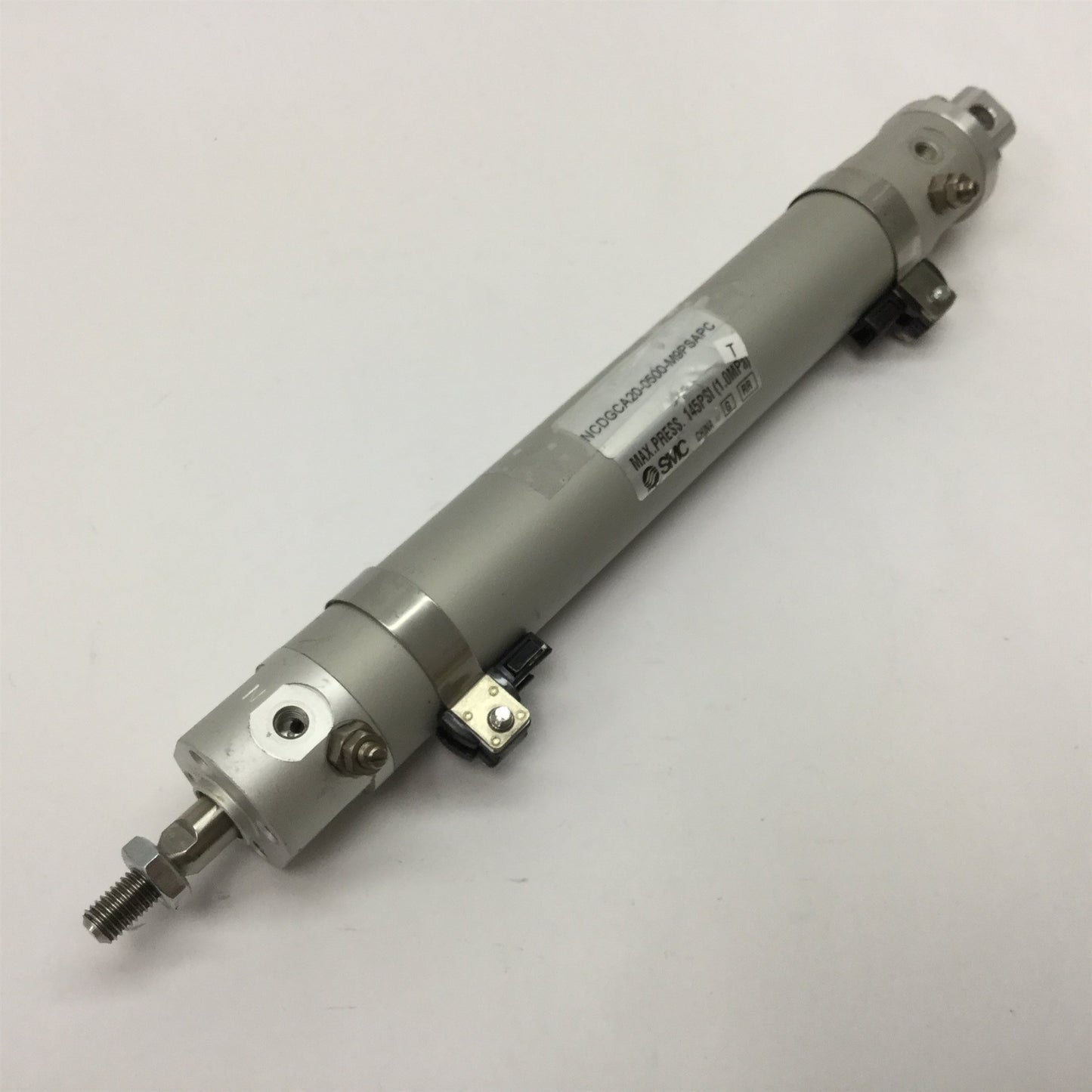 Used SMC NCDGCA20-0500-M9PSAPC Pneumatic Cylinder, Bore: 3/4", Stroke: 5", 10-32