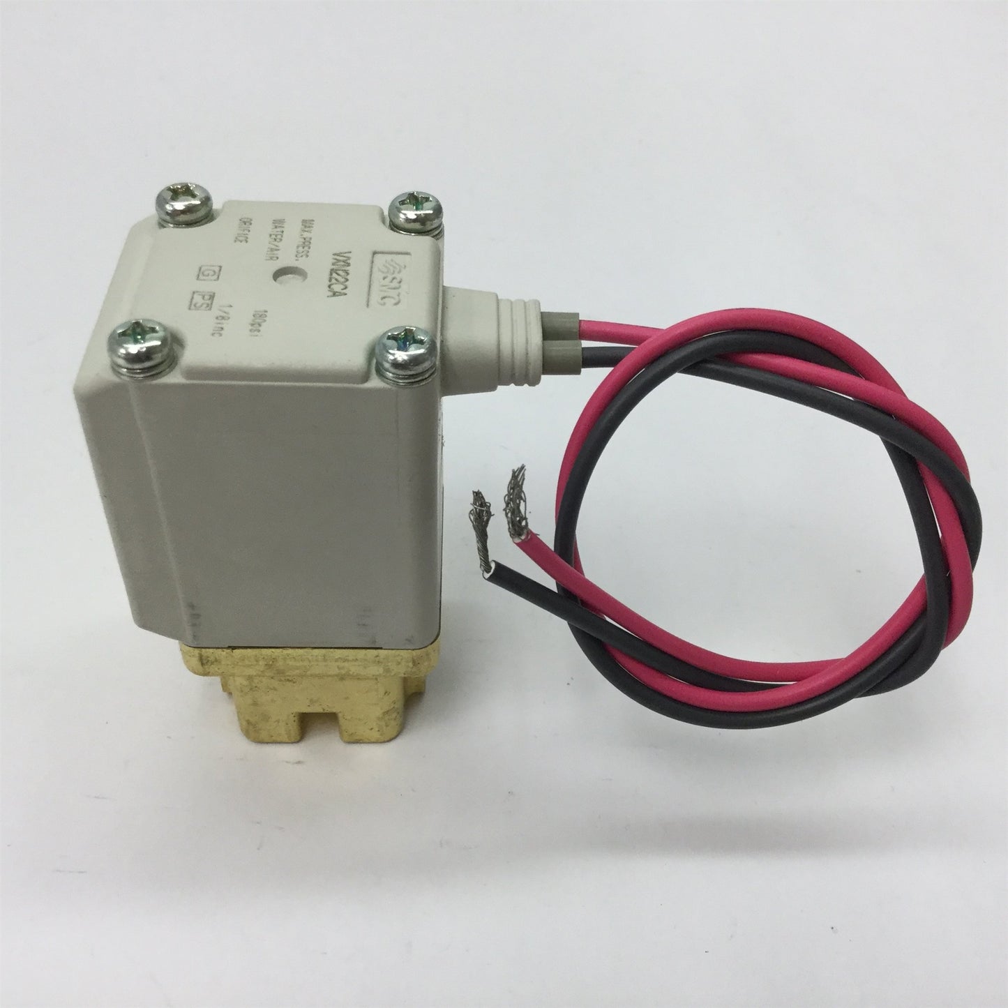 Used SMC VXN22CA 2-Way Valve, Solenoid: 24VDC 7W, Pressure: 180psi, Orifice: 1/8"