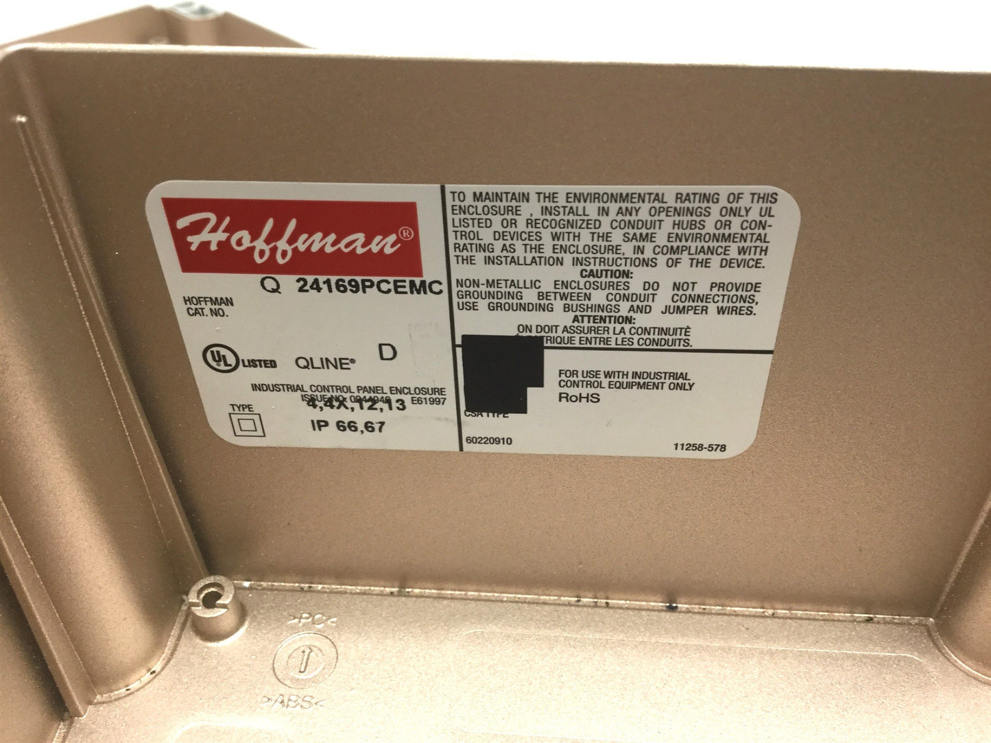 New Hoffman Q24169PCEMC Qline 4x Enclosure 9.45" x 6.3" x 3.54" Polycarbonate