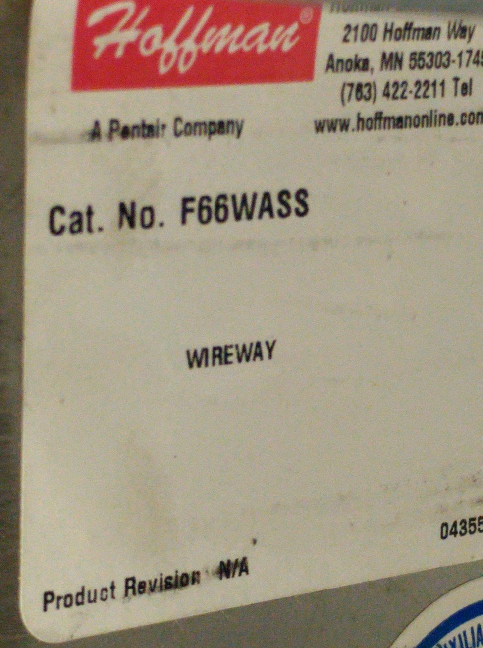 Used Hoffman F66WASS Feed-Through Telescoping Wire Way, SS, 6 x 6", 15.62" Long