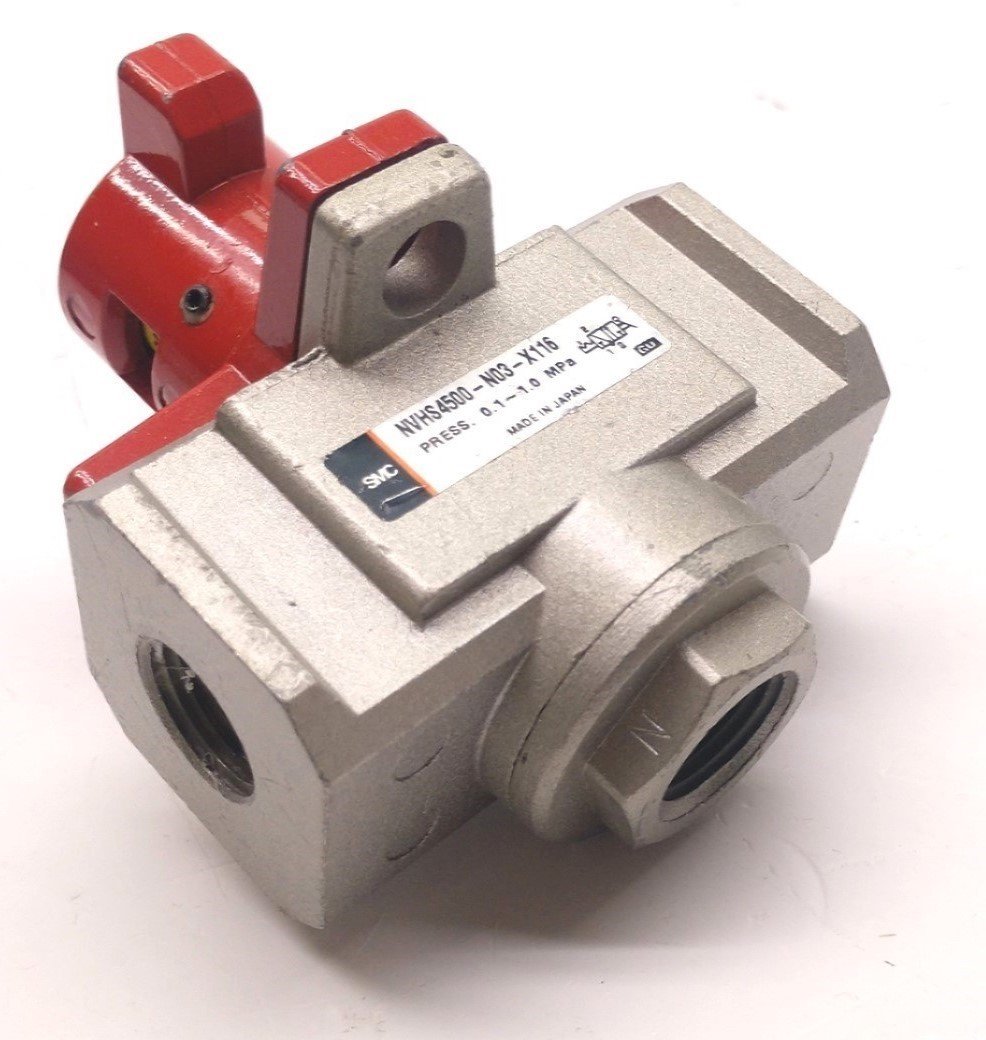 Used SMC NVHS4500-N03-X116 Ball Valve Lock Out, Pressure: 0.1-1 MPa, Ports: 3/8" NPT