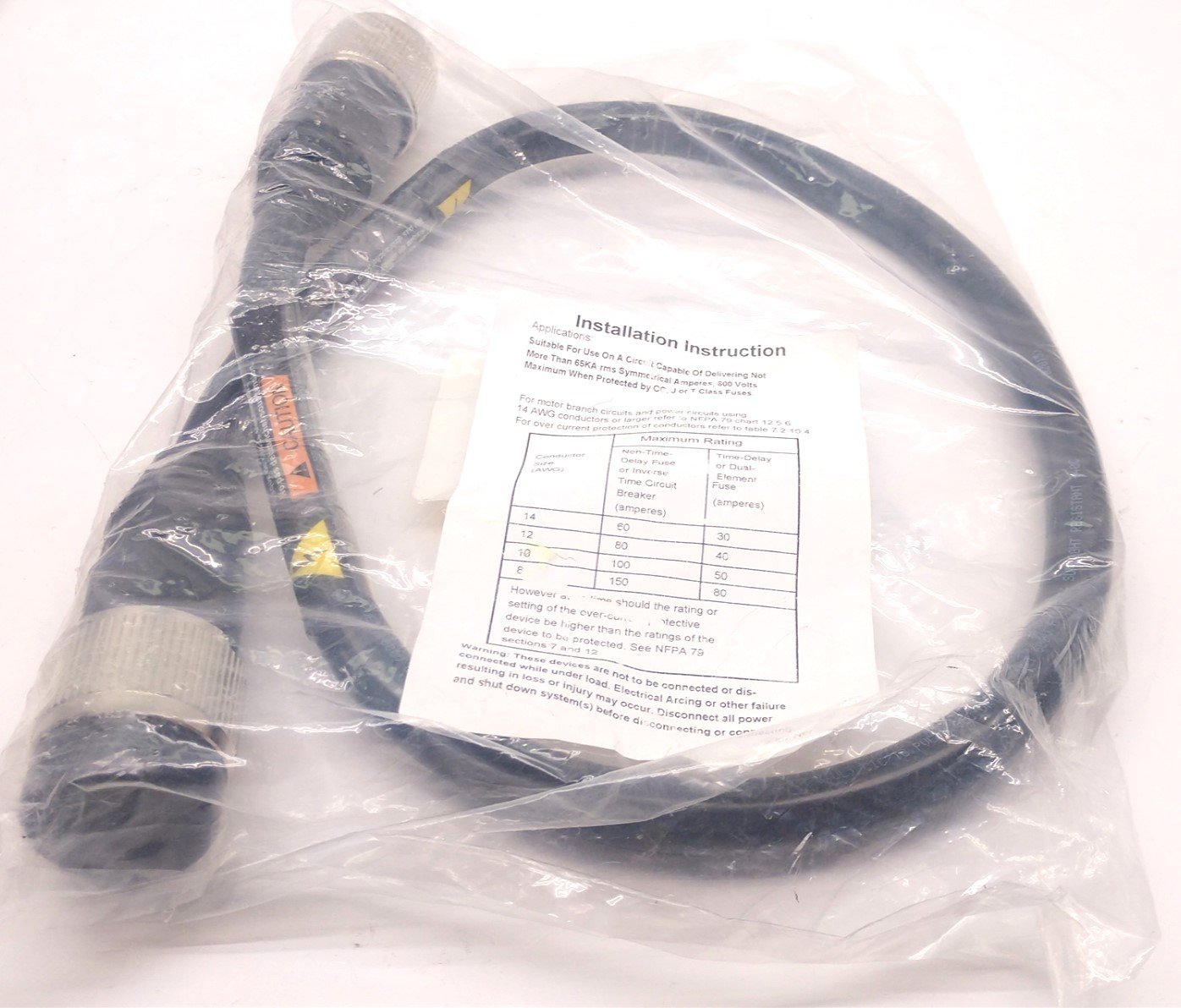 New Turck GSDMGKDM32-1M/U-25532 3x12 AWG Black TPE Cable 3M to 3F Pole Straight