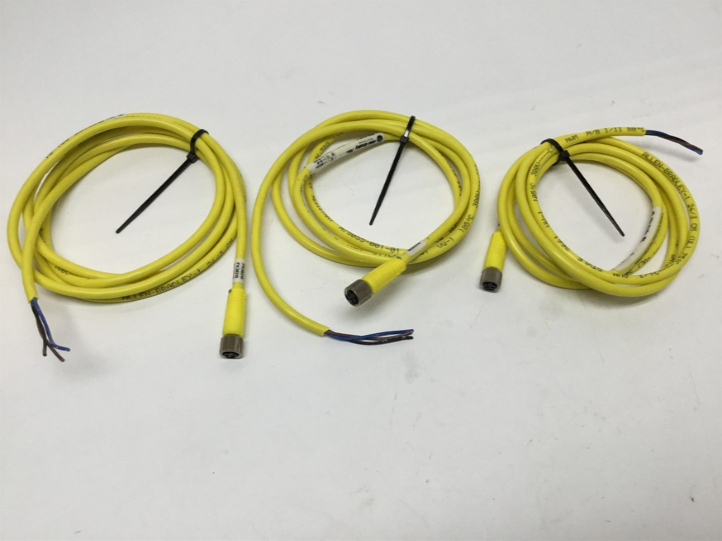 Used Lot of 3 Allen Bradley AB 889P-F3AB Pico Cordsets 3-Pin to Flying Leads 5ft Long