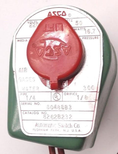 Used ASCO 80488B3 Solenoid Valve, Pipe 1/4, Max Pressure: 300, Volts: 220, 16.7W