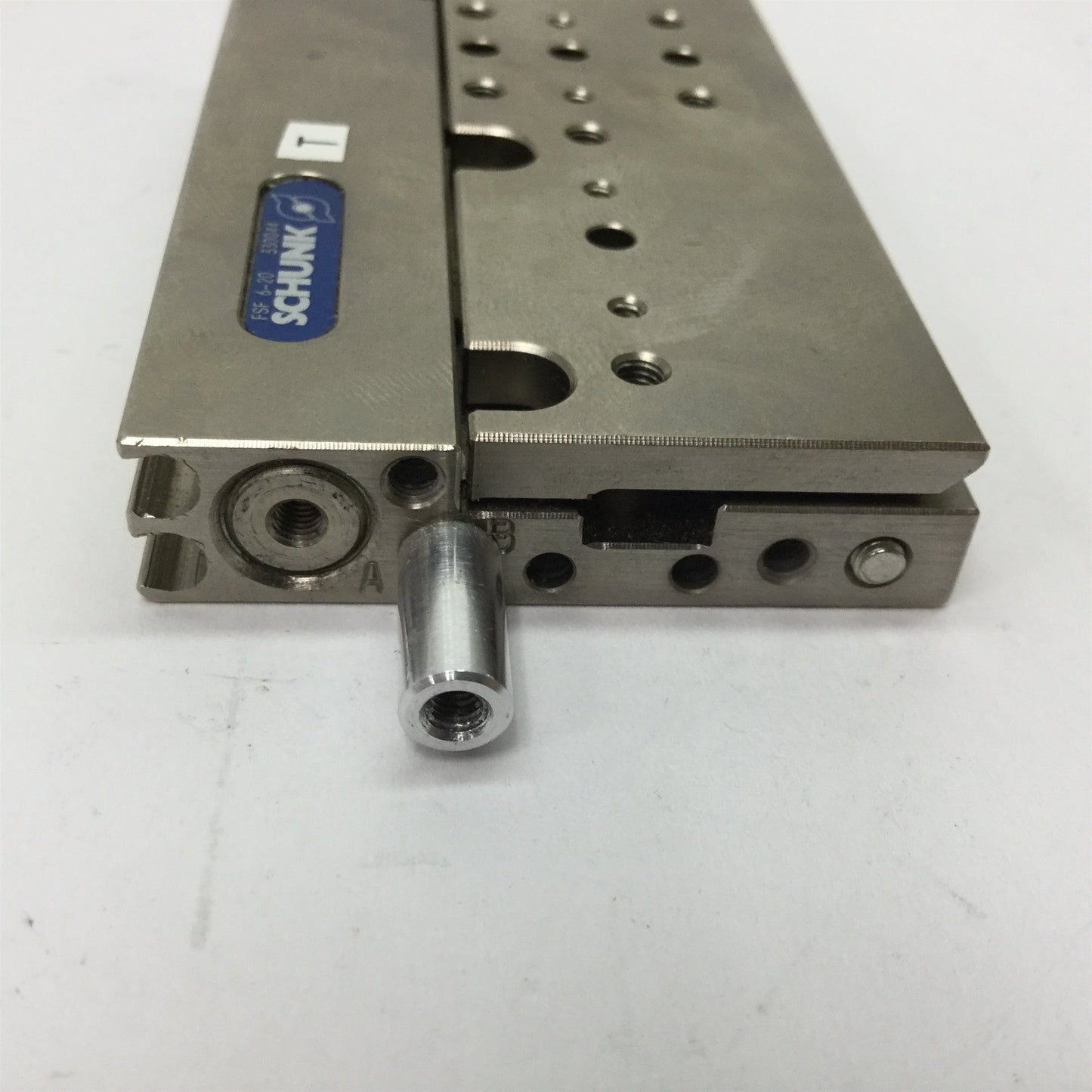 Used Schunk FSF 6-20 Flat Guided Slide, Bore: 6mm, Stroke: 20mm, Ports: M3