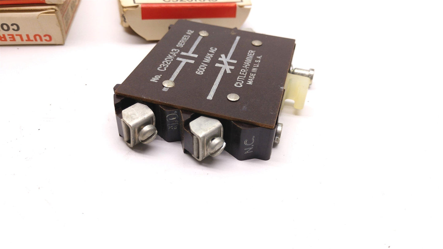 New – Open box Lot of 3 In Box Cutler-Hammer C320KA3 Auxiliary Contacts Series A2