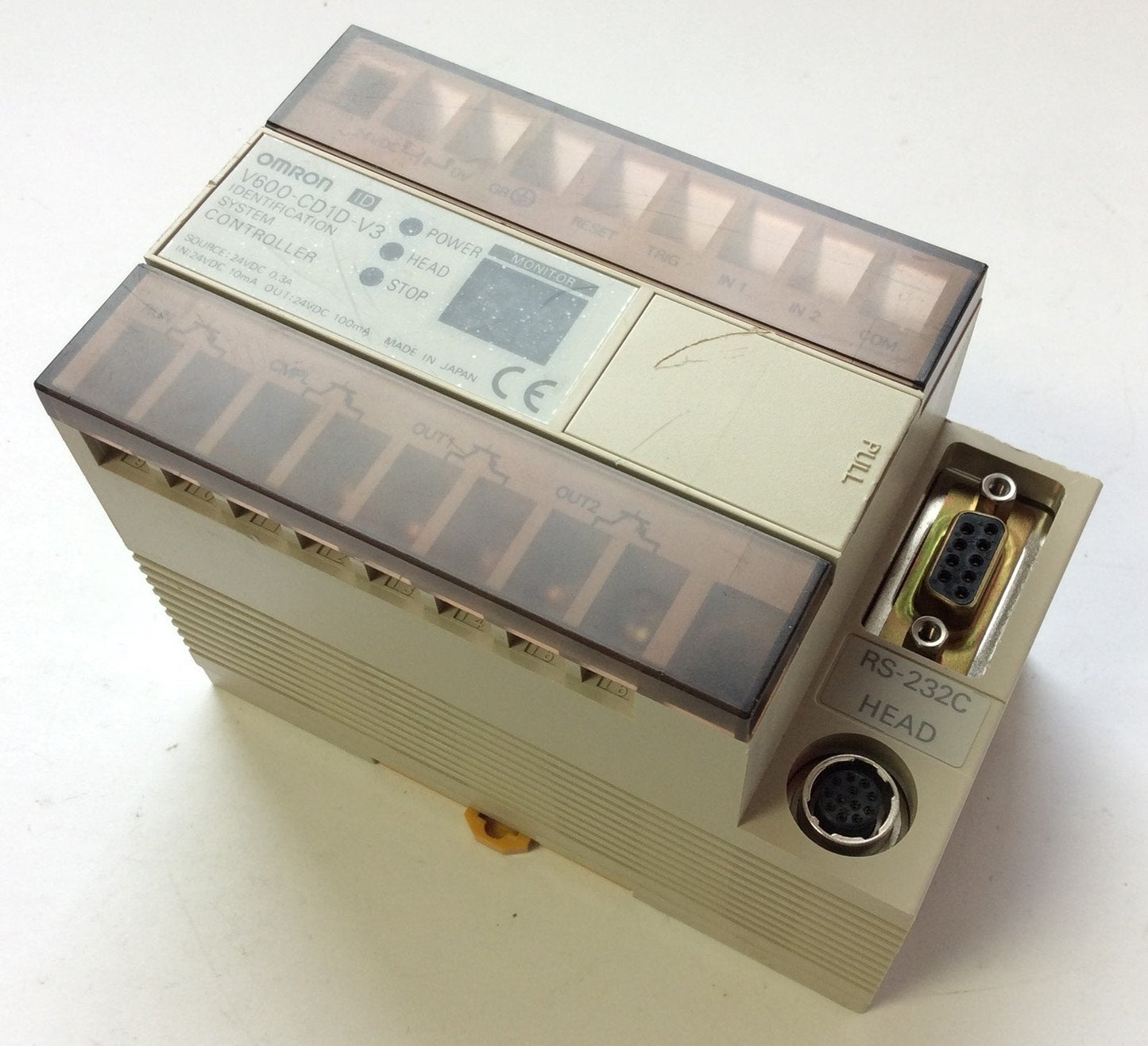 Used Omron V600-CD1D-V3 Identification System Controller Input: 24VDC 10mA DIN Mount