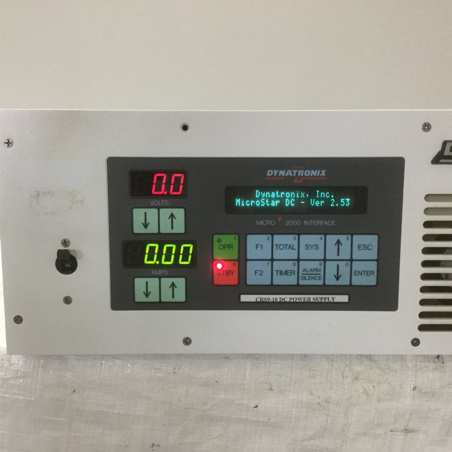 Used Dynatronix CRS9-10 DC Power Supply, Out: 9V 10A w/Microstar & PLC Option Analog