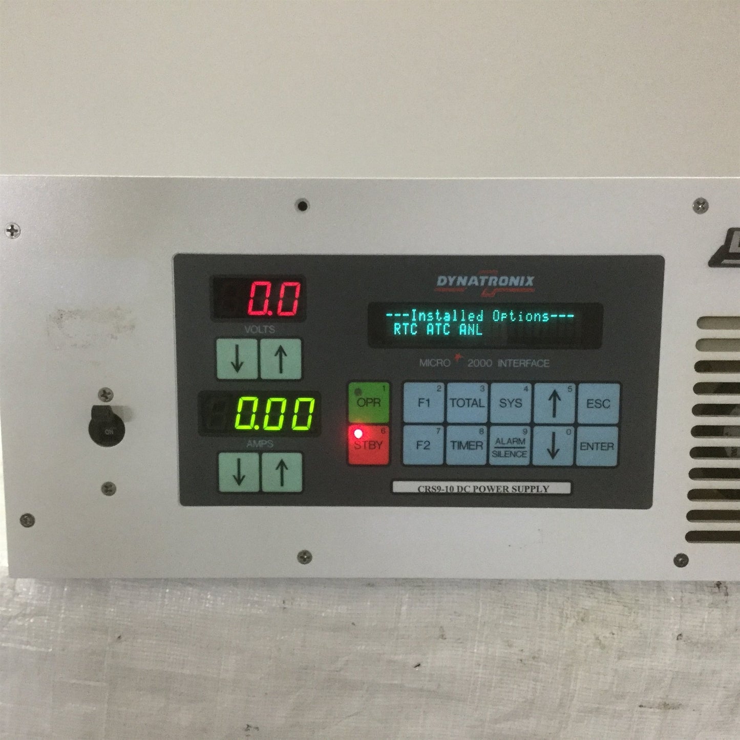 Used Dynatronix CRS9-10 DC Power Supply, Out: 9V 10A w/Microstar & PLC Option Analog