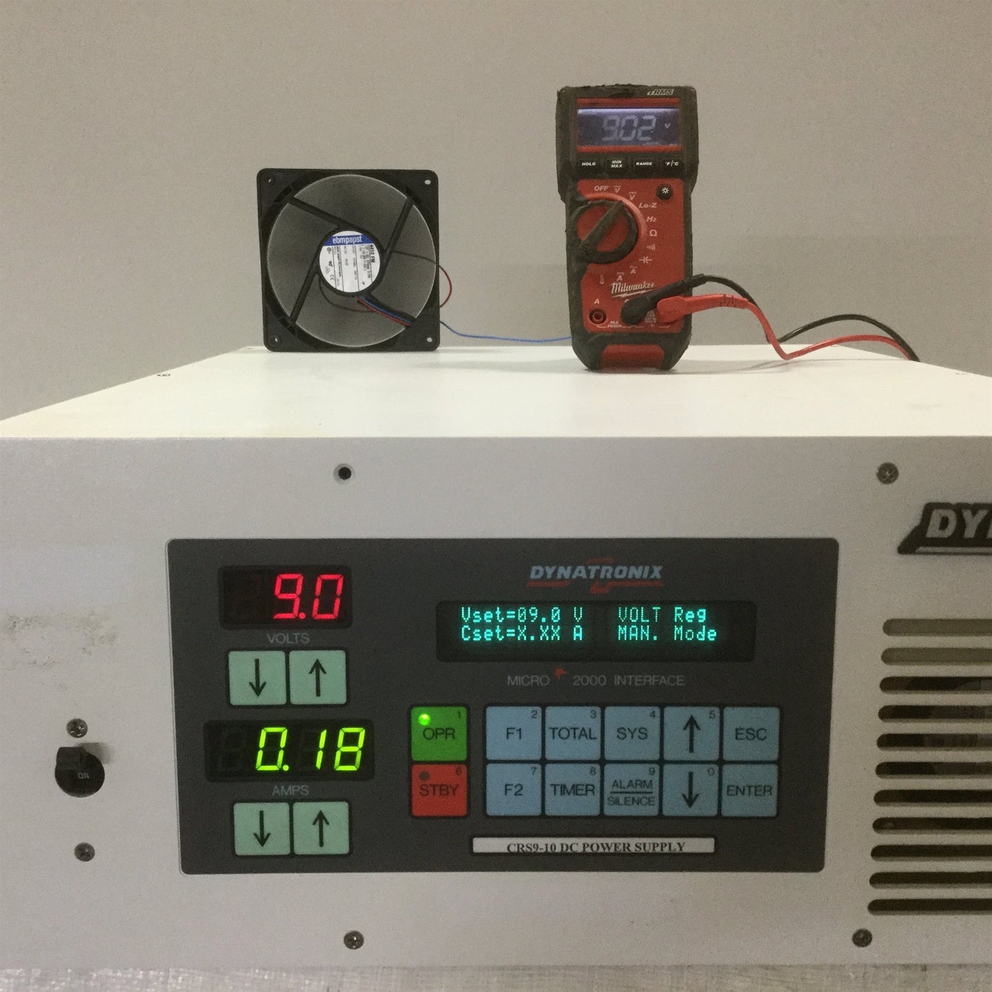 Used Dynatronix CRS9-10 DC Power Supply, Out: 9V 10A w/Microstar & PLC Option Analog
