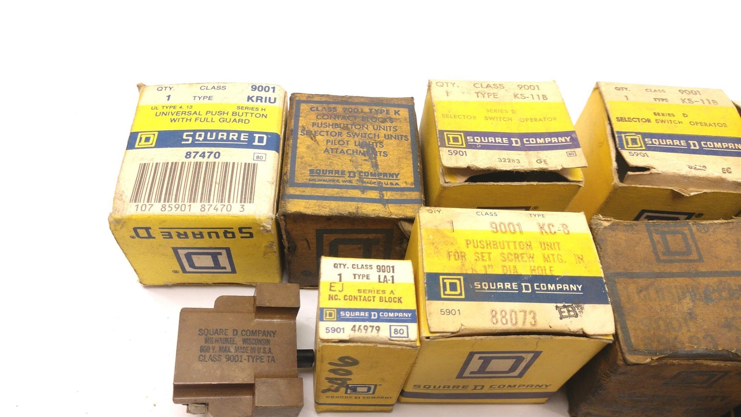 Used Lot of 17 Square D Miscellaneous Switches, Buttons, Plates, Blocks, See Pictures