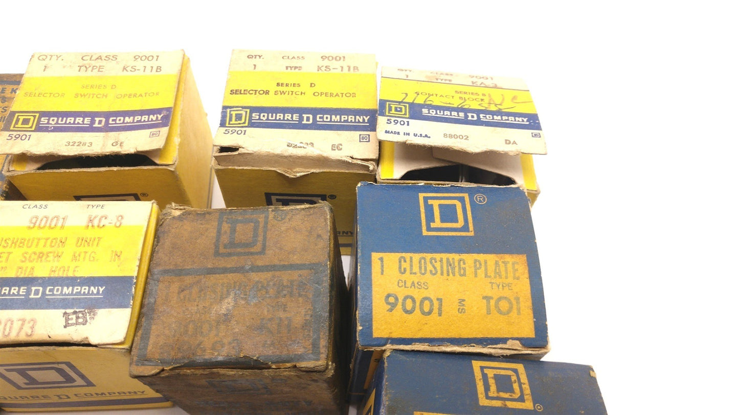 Used Lot of 17 Square D Miscellaneous Switches, Buttons, Plates, Blocks, See Pictures